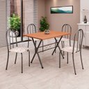 Ver imagem 1 de Conjunto de Mesa Tubular 62 100x60cm Tampo em Mdfcom 4 Cadeiras Ane B Prata/Botanic Bege/Mart