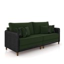 Ver imagem 1 de Sofá 3 Lugares Living 192cm Pé Madeira Valença Pto/veludo Verde K01 - D\'rossi