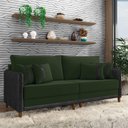 Ver imagem 6 de Sofá 3 Lugares Living 192cm Pé Madeira Valença Pto/veludo Verde K01 - D\'rossi