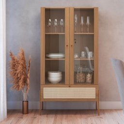 Cristaleira 2 Portas 83cm Palhinha Pé Metal Hanover/dourado - 1