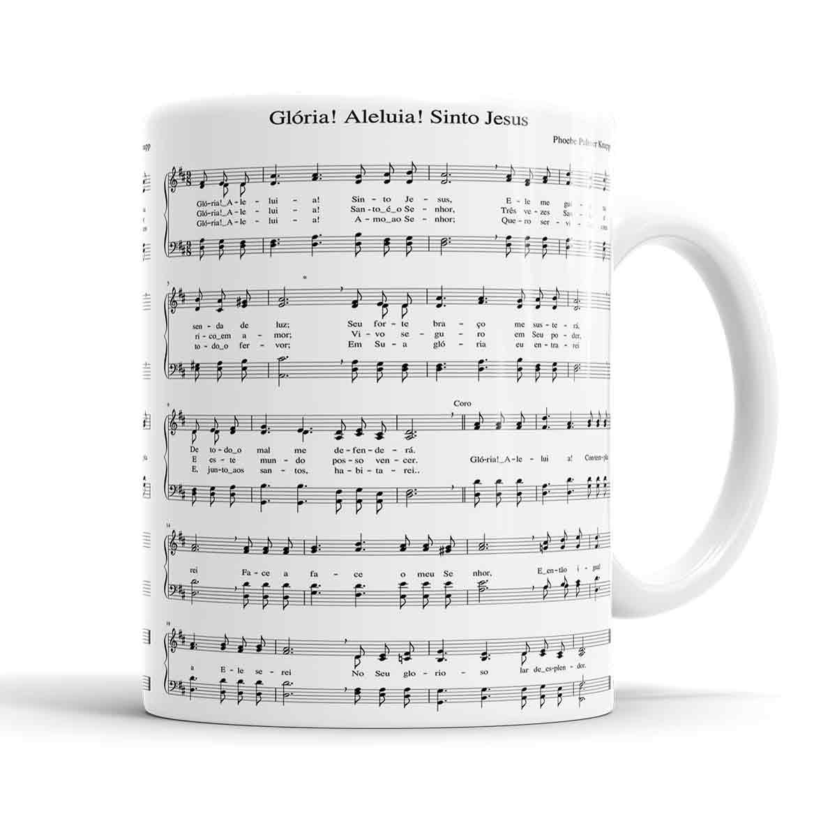 Caneca Música Hino 248 CCB - Glória! Aleluia! Sinto Jesus - 2