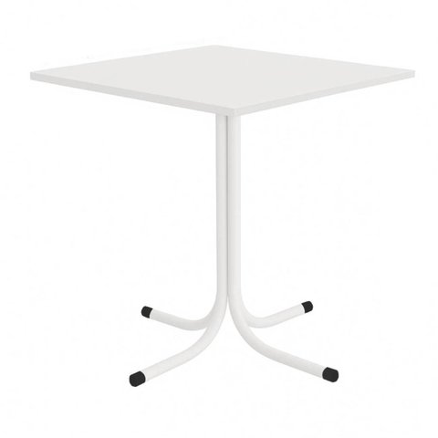 Mesa de Jantar Quadrada 70cm Branca Tampo Madeira Branco
