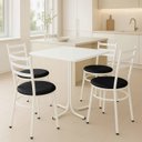 Ver imagem 2 de Mesa de Jantar Quadrada 70cm Branca Tampo Madeira Branco