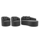 Ver imagem 2 de Kit de 01 Sofá Orgânico Curvo Feijão + 02 Poltronas Confortável Sala Estúdio Amore Bouclê Chumbo - M