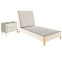 Ver imagem 2 de Cama Solteiro com Cabeceira e Mesa de Cabeceira 100% Mdf Cor:veludo Creme com Luna