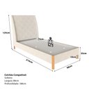 Ver imagem 3 de Cama Solteiro com Cabeceira e Mesa de Cabeceira 100% Mdf Cor:veludo Creme com Luna