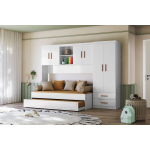 Jogo de Quarto Infantil Ônix Branco/nature - Peternella
