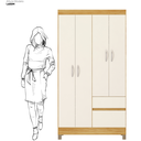 Ver imagem 5 de Guarda-Roupa Solteiro 4 Portas 2 Gavetas Flor Cinamomo/Off White