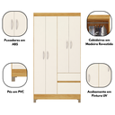 Ver imagem 4 de Guarda-Roupa Solteiro 4 Portas 2 Gavetas Flor Cinamomo/Off White