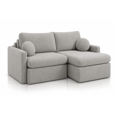 Sofá Oslo Retrátil e Reclinável com Molas Ensacadas, Pillow Top 18cm e Função Cama:Boucle Cinza/2.00