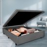 Cama Box Baú Viúvo 128x188x42cm Suede Cinza com Pistão a Gás - 1