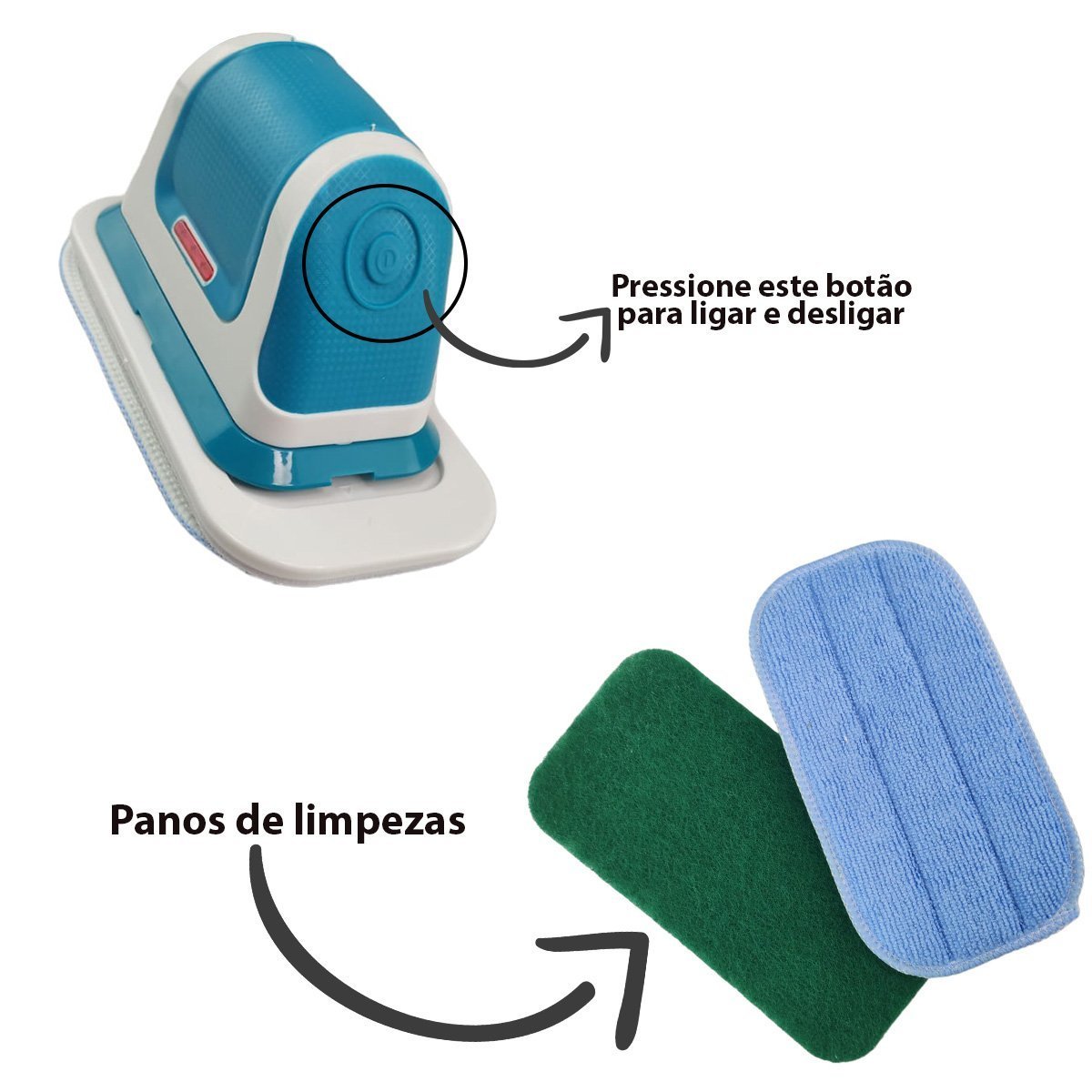 Escova Limpeza Eletrica 2 Em 1 Sem Fio Cabo Retratil Limpa Poli Esfrega Vidros Janela Chao Ceramica  - 2