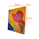 Ver imagem 7 de Mini Quadro de Jovem com Chapeu Vermelho Pintado a Mão 30x25cm