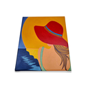 Ver imagem 5 de Mini Quadro de Jovem com Chapeu Vermelho Pintado a Mão 30x25cm