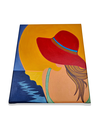 Ver imagem 5 de Mini Quadro de Jovem com Chapeu Vermelho Pintado a Mão 30x25cm