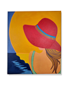 Ver imagem 2 de Mini Quadro de Jovem com Chapeu Vermelho Pintado a Mão 30x25cm