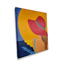 Ver imagem 3 de Mini Quadro de Jovem com Chapeu Vermelho Pintado a Mão 30x25cm