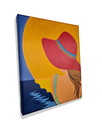 Ver imagem 3 de Mini Quadro de Jovem com Chapeu Vermelho Pintado a Mão 30x25cm