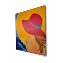 Ver imagem 4 de Mini Quadro de Jovem com Chapeu Vermelho Pintado a Mão 30x25cm