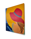Ver imagem 4 de Mini Quadro de Jovem com Chapeu Vermelho Pintado a Mão 30x25cm