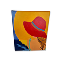 Ver imagem 6 de Mini Quadro de Jovem com Chapeu Vermelho Pintado a Mão 30x25cm