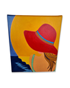 Ver imagem 6 de Mini Quadro de Jovem com Chapeu Vermelho Pintado a Mão 30x25cm