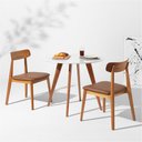 Ver imagem 1 de Conjunto Mesa de Jantar Square Branca Redonda - 88cm + 2 Cadeiras Nord Encosto Madeira - Cognac Conj