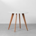 Ver imagem 2 de Conjunto Mesa de Jantar Square Branca Redonda - 88cm + 2 Cadeiras Nord Encosto Madeira - Cognac Conj