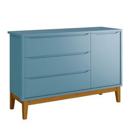 Cômoda Infantil New Classic Azul com Pés Madeira - Reller - 1