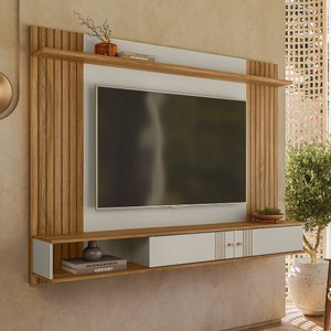 Painel Suspenso Denver Detalhes Ripado para Tv's até 70 Polegadas Off White/nature - Peternella