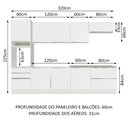 Ver imagem 4 de Armário de Cozinha Planejada 320cm Branco Branco Veludo Lux Madesa 04