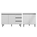 Ver imagem 1 de Balcão Gabinete Pia Andréia Sem Tampo 120cm e Armário Para Cooktop 02 Portas Branco - Desk Design AJ