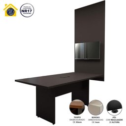 Conjunto Escritório Mesa de Reunião 1,80m Painel Tv Pre F5  - 4