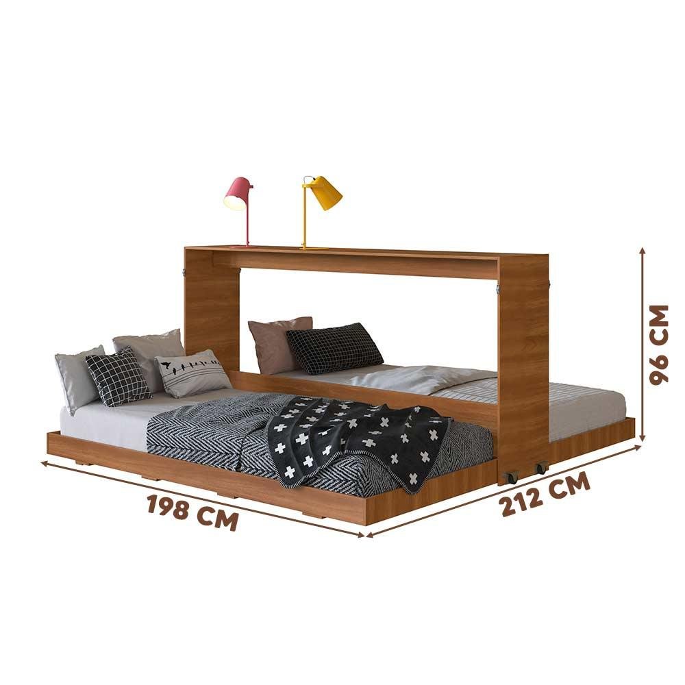 Cama Dupla Montessori Articulável Solteiro Nogal com 2 Colchões Phoenix Art In Móveis - 4