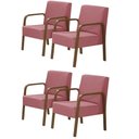 Ver imagem 1 de Kit 4 Poltronas 1 Lugar Jade Braço Madeira Rosa