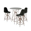 Ver imagem 1 de Jogo Mesa Bistrô Eames Branca 60Cm 3 Banquetas Preta Base Ferro Cobre - Cor: Branco
