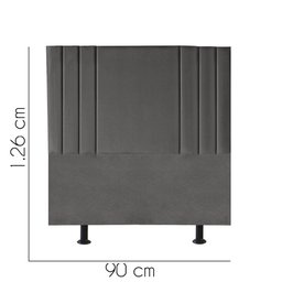 Cabeceira Estofada Solteiro Grécia 90cm Suede Cinza-escuro - 3