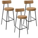 Ver imagem 1 de Kit 03 Banquetas Alta Bar Cozinha Sala De Jantar Estrutura Em Aço Milão L02 Bouclê Mostarda -