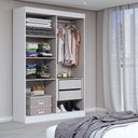 Ver imagem 2 de Guarda-roupa Solteiro Splendore 4 Portas 2 Gavetas 100% Mdf Branco - Panorama Móveis