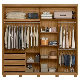 Guarda Roupa Casal Dhara Espelho 2 Portas de Correr Freijó Off White Moval - 4 Guarda Roupa Casal Dhara Espelho 2 Portas de Correr Freijó Off White Moval - 4