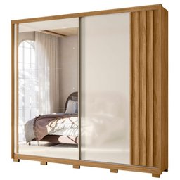 Guarda Roupa Casal Dhara Espelho 2 Portas de Correr Freijó Off White Moval - 1 Guarda Roupa Casal Dhara Espelho 2 Portas de Correr Freijó Off White Moval - 1