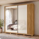 Ver imagem 2 de Guarda Roupa Casal Dhara Espelho 2 Portas de Correr Freijó Off White Moval