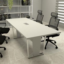 Mesa de Reunião Pés Metal 2m Cinza Caixa de Tomadas F5 Cor:cinza - 1