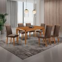 Ver imagem 1 de Mesa de Jantar Liz 6 Lugares MDF Cadeiras Lira Veludo Marrom 180cm Moderna