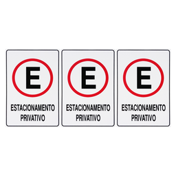 Combo 3 Placas De Sinalização Estacionamento Privativo 20x30 Acesso - P-3 F9e - 1