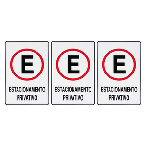 Combo 3 Placas De Sinalização Estacionamento Privativo 20x30 Acesso - P-3 F9e