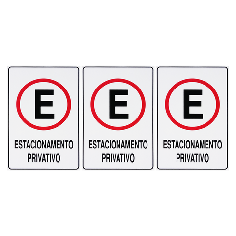 Combo 3 Placas De Sinalização Estacionamento Privativo 20x30 Acesso - P-3 F9e