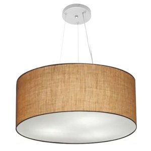 Lustre Pendente Cilíndrico Vivare Md-4047 Cúpula em Tecido 50x21cm - Bivolt - Palha - Bivolt