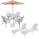 Ver imagem 1 de Kit Mesa para Jardim e Piscina 4 Cadeiras Viena, Ombrelone e 2 Espreguiçadeiras