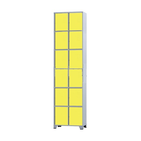 Armário Roupeiro De Aço 12 Portas Para Vestiário Academia Locker Amarelo